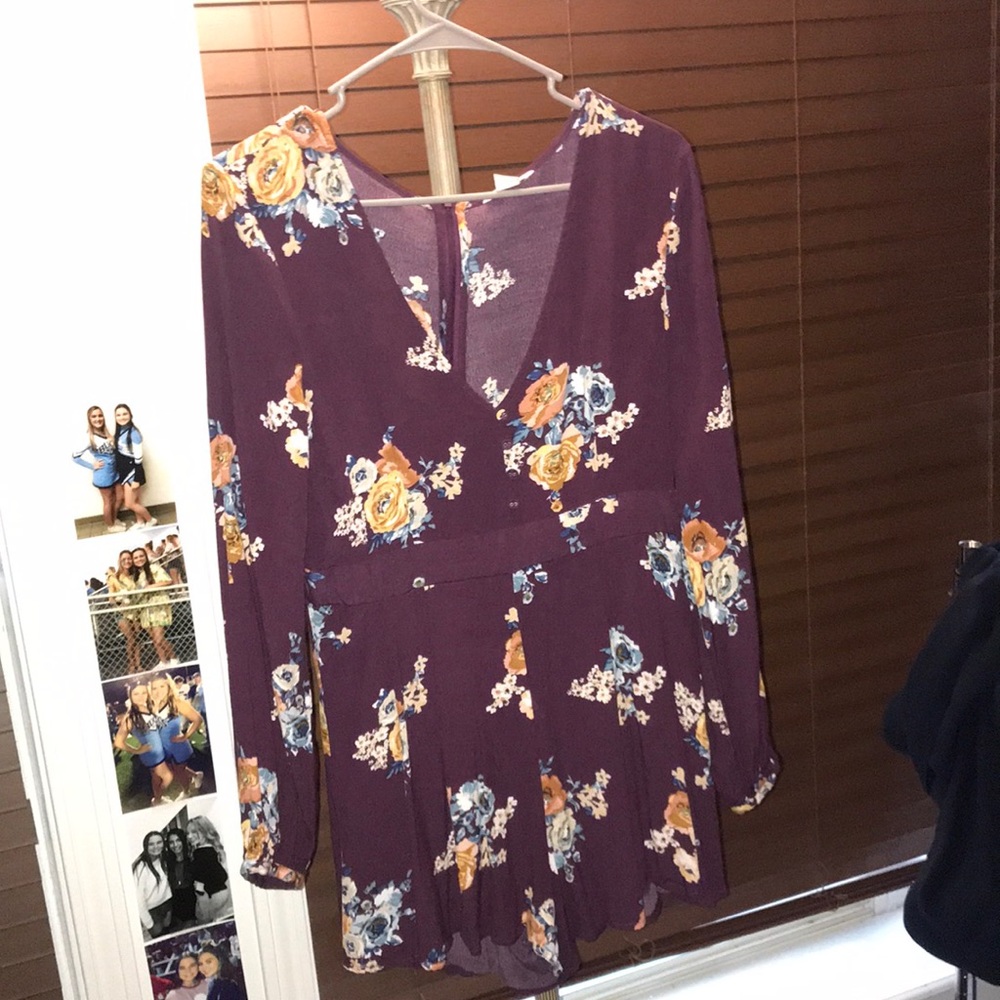 Purple floral romper